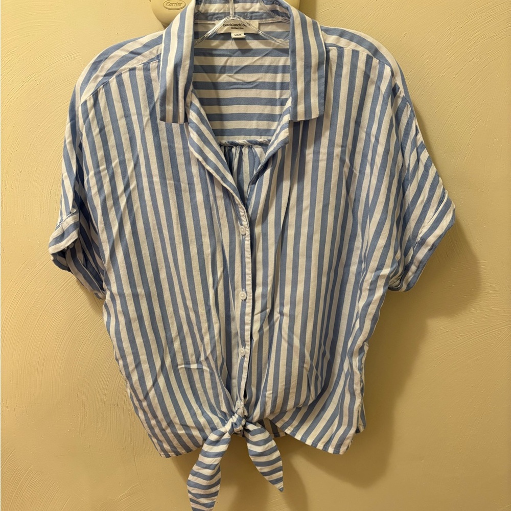 Beachlunchlounge Blue and White Striped Shirt - Picture 8 of 8